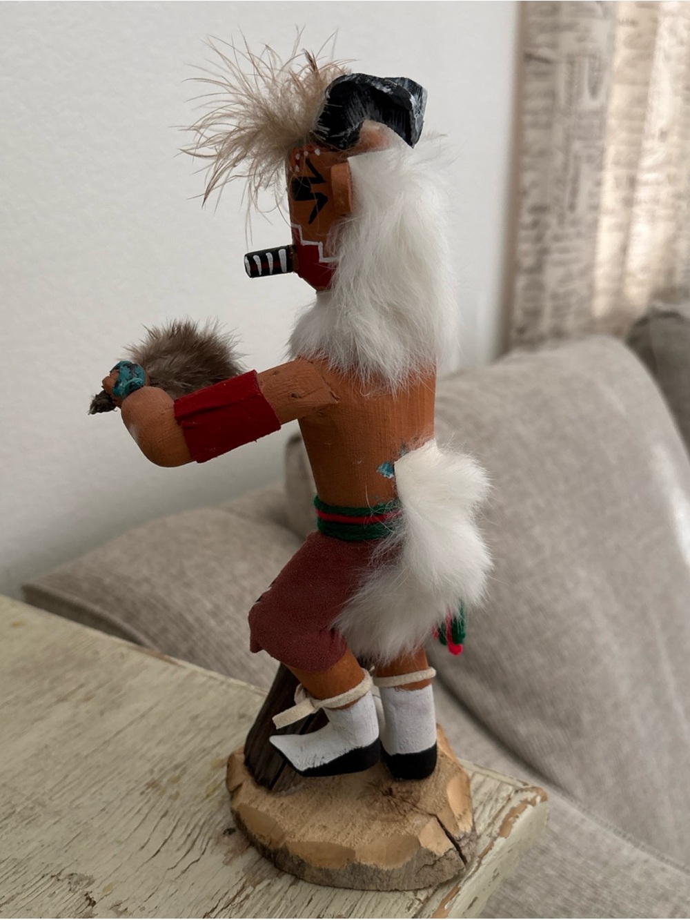 Vintage Brown and Red Kachina Doll with Feathers Native American decoration Vtg - Picture 11 of 16